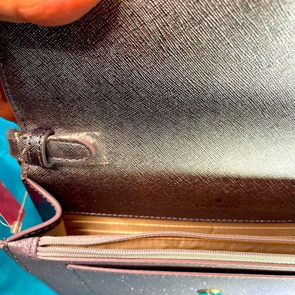 KATE SPADE NEW Tinsel Glitter Flap Crossbody Bag in Lilac Frost NWT - Picture 10 of 12